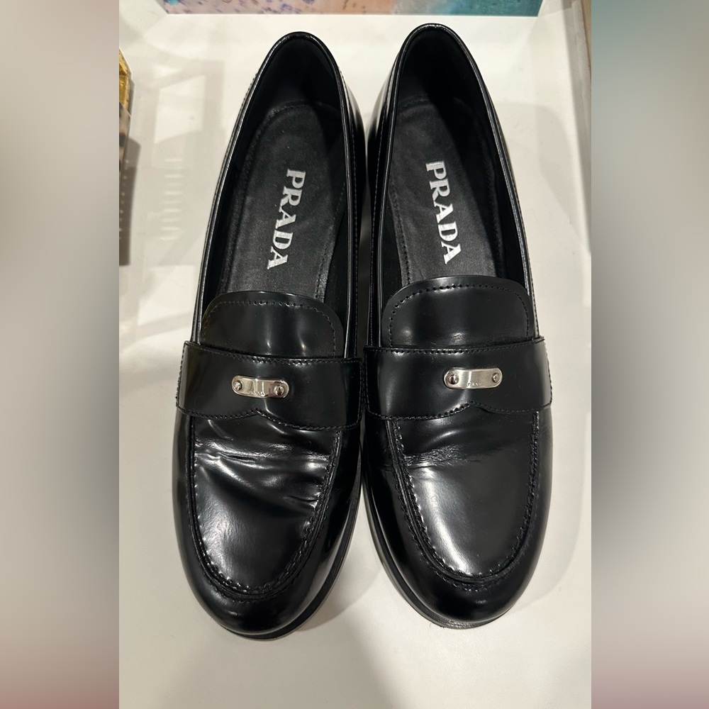 Prada Classic Black Leather Loafers